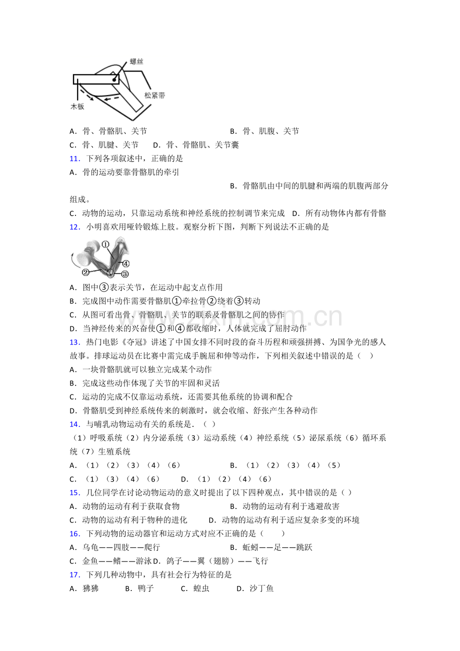 深圳罗湖区罗芳中学生物八年级上册期末试卷含答案.doc_第2页