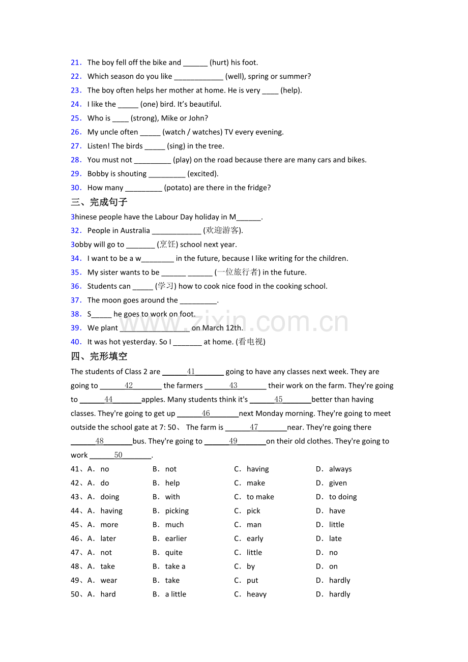 上海市教科院实验小学英语六年级小升初期末复习试题(含答案).doc_第2页