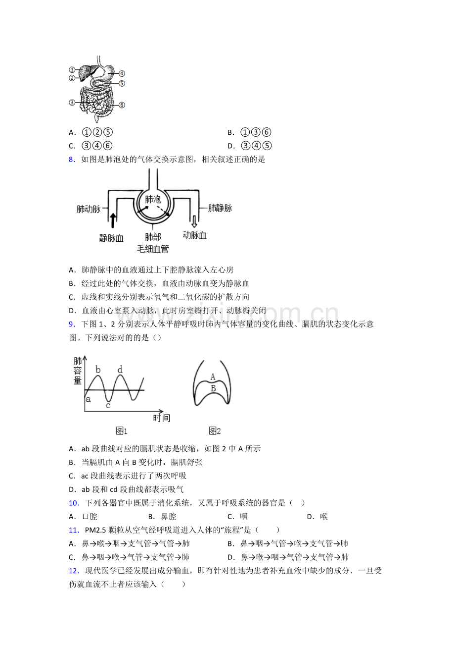 人教版初一下册生物期中测试及解析优秀.doc_第2页