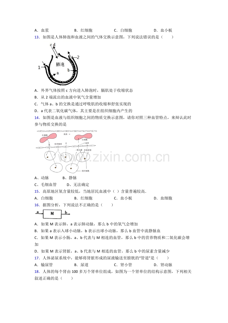 人教版初一下册生物期中测试及解析优秀.doc_第3页