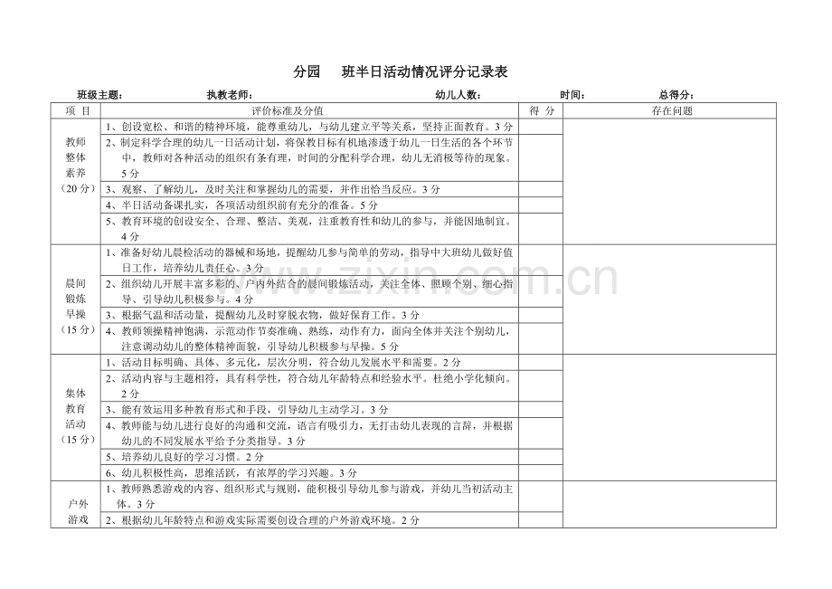 幼儿园半日活动评价表.doc_第1页