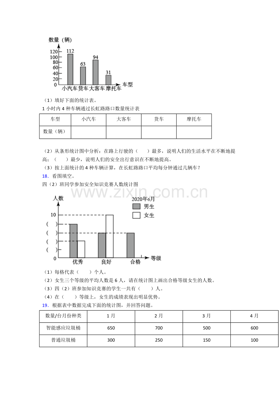 2023年人教版小学四4年级下册数学期末解答综合复习卷(附答案).doc_第3页