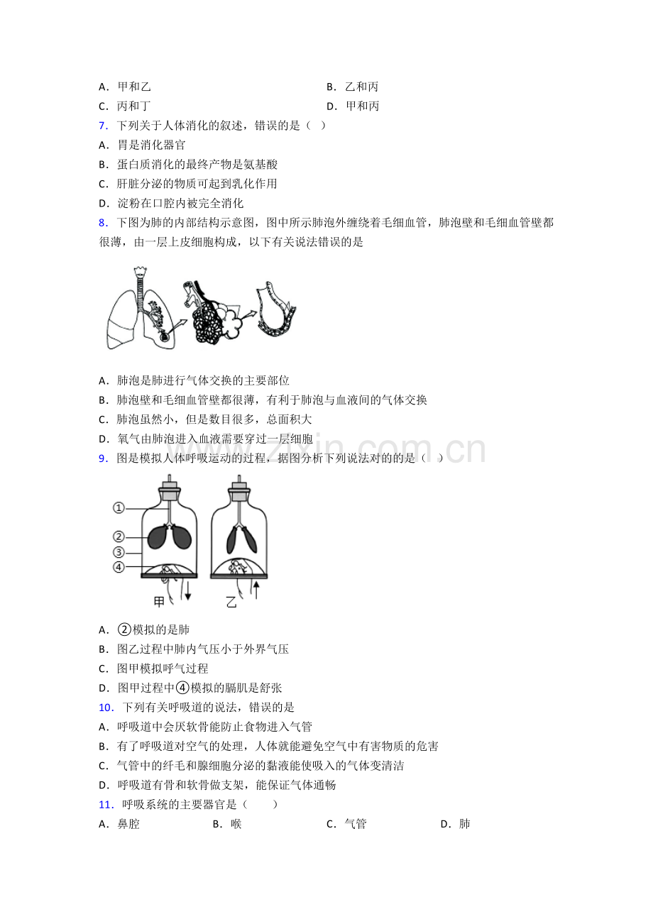 2022年人教版中学初一下册生物期末质量监测含解析.doc_第2页