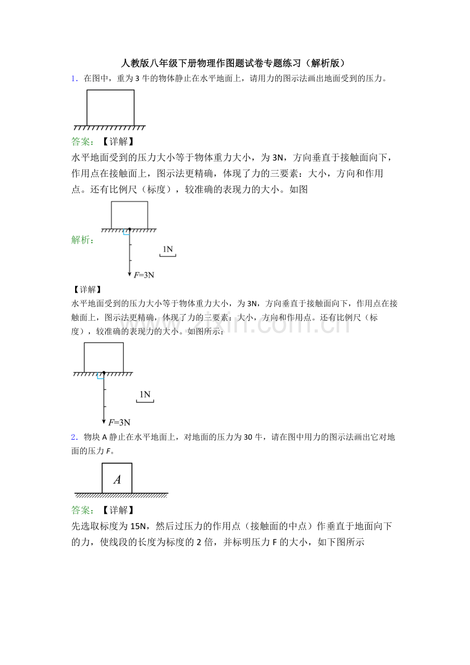 人教版八年级下册物理作图题试卷专题练习(解析版).doc_第1页