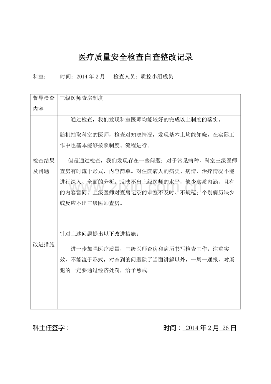 医疗质量安全检查自查整改记录.docx_第2页