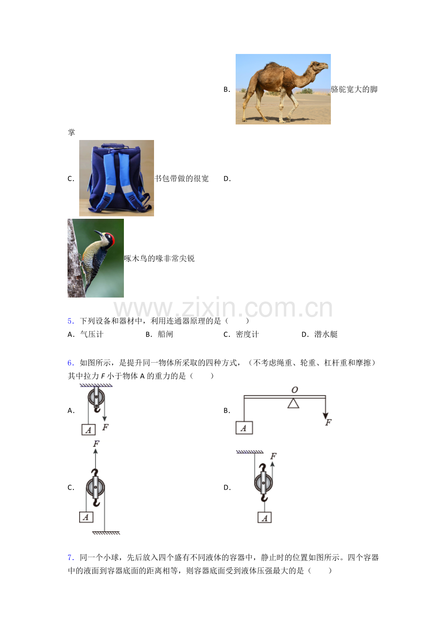 物理初中人教版八年级下册期末专题资料试题精选解析.doc_第2页