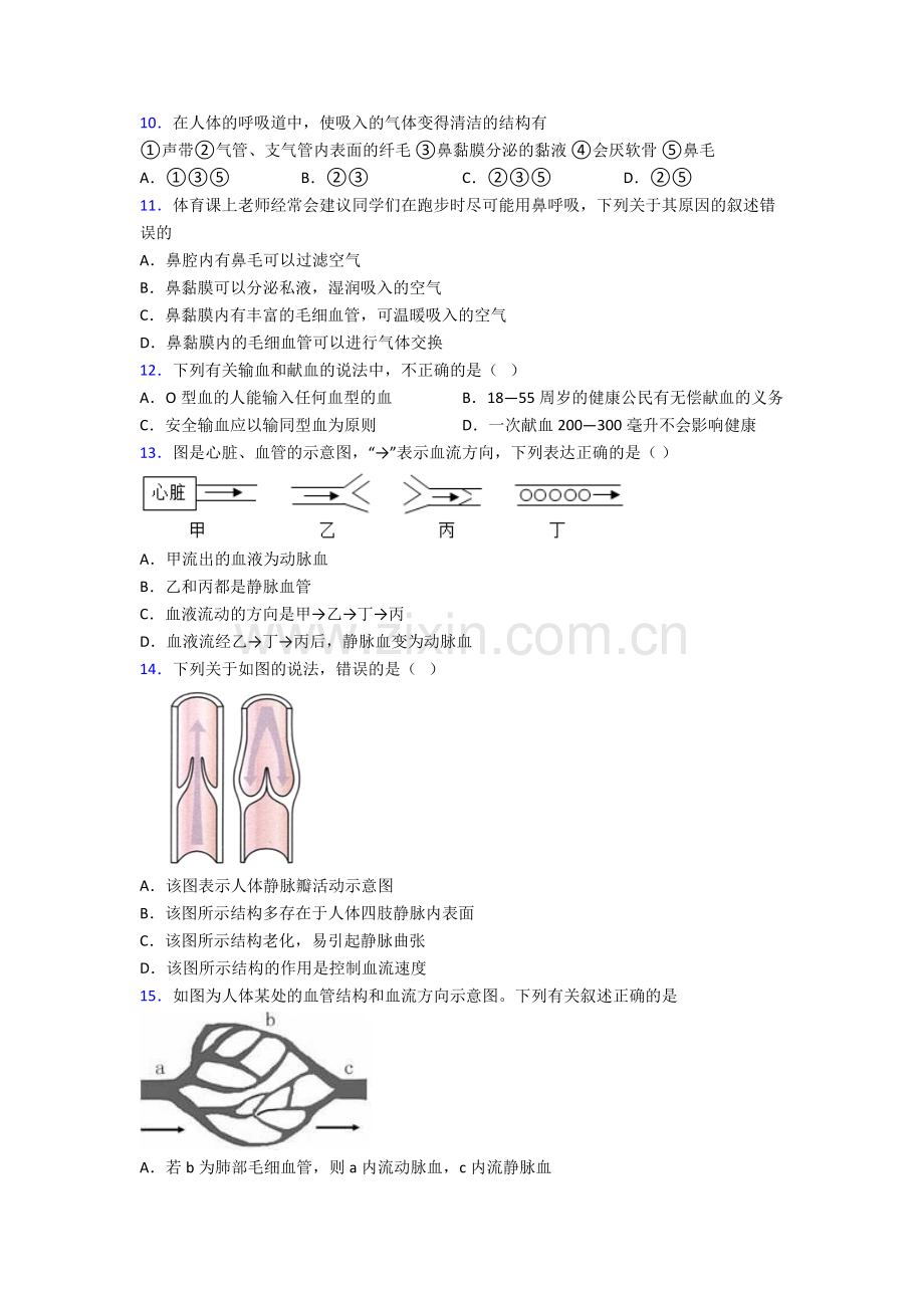 2024年人教版初一下册生物期中测试(附解析).doc_第3页