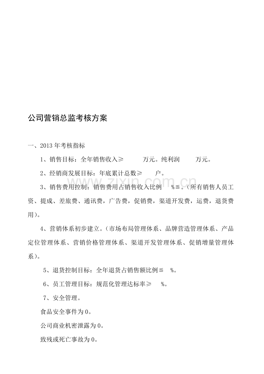 公司营销总监考核方案..doc_第1页