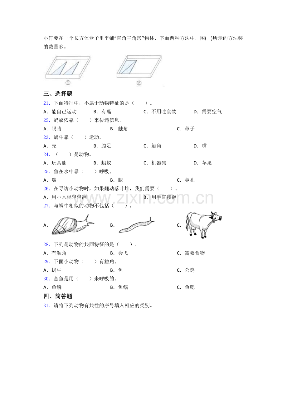 一年级下册科学期末试卷易错题(Word版含答案).doc_第3页