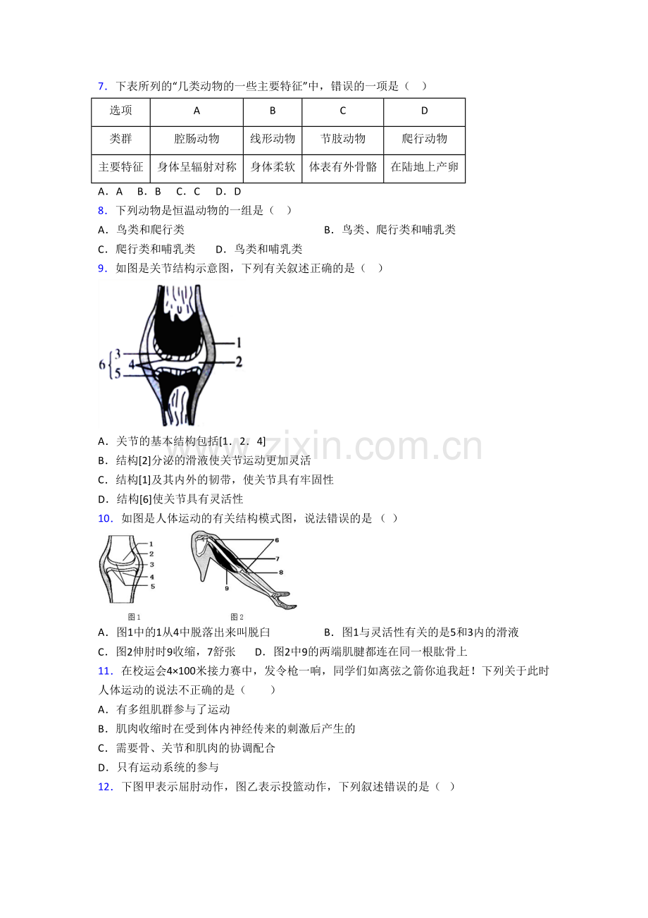 深圳市罗湖外语学校生物八年级上册期末试卷.doc_第2页