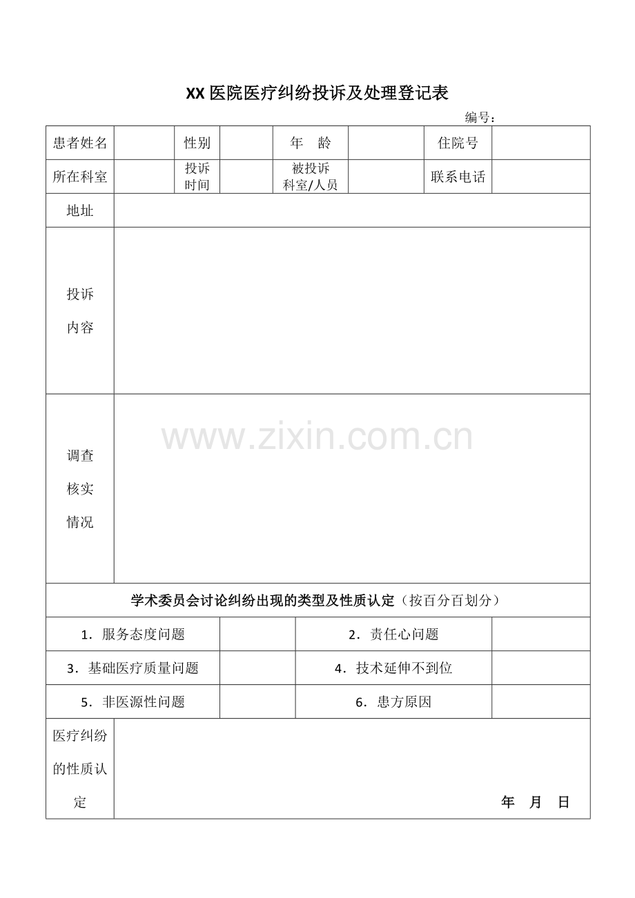 医疗纠纷登记表.docx_第1页