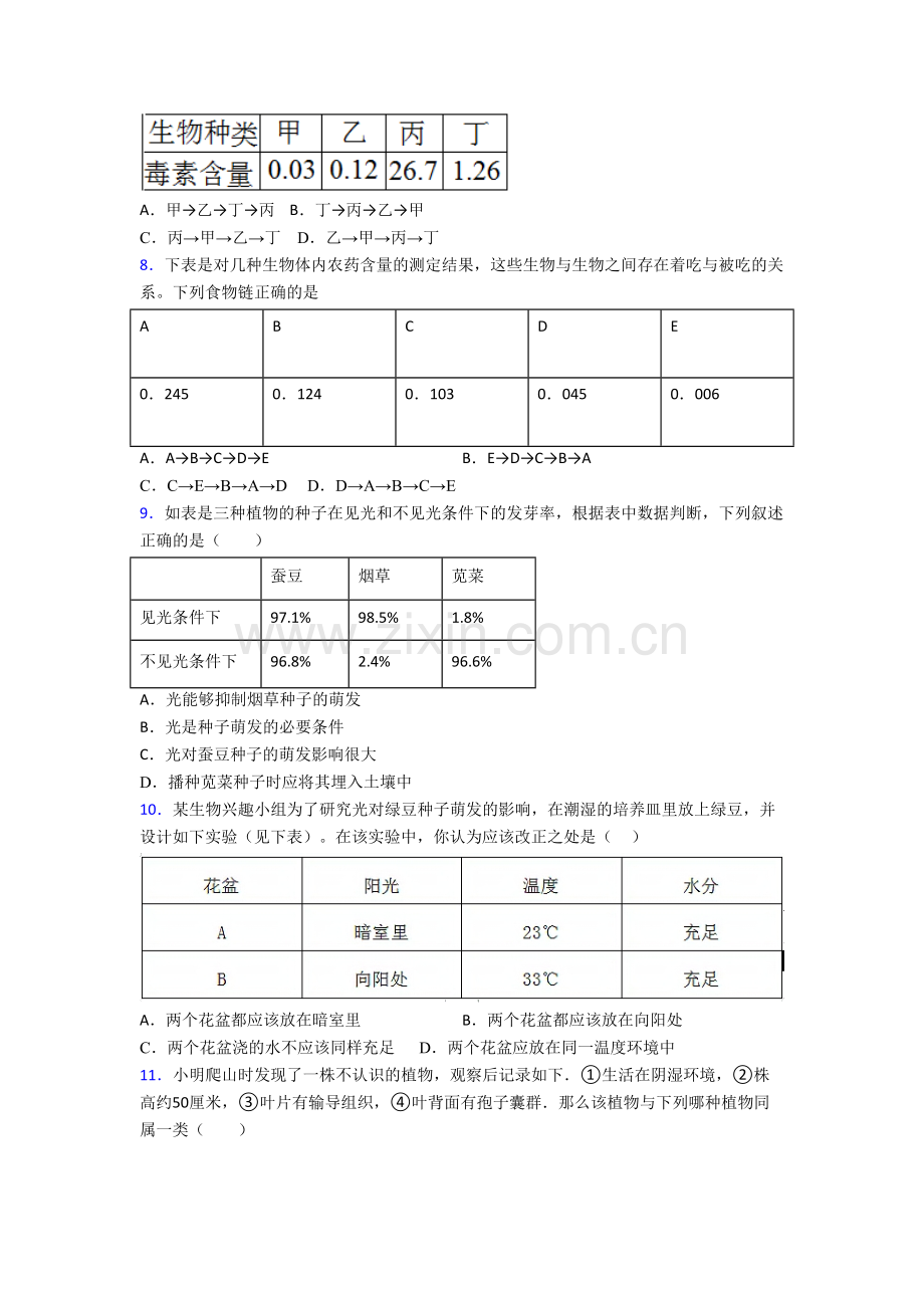 生物初一上册期末强化试卷答案[001].doc_第2页