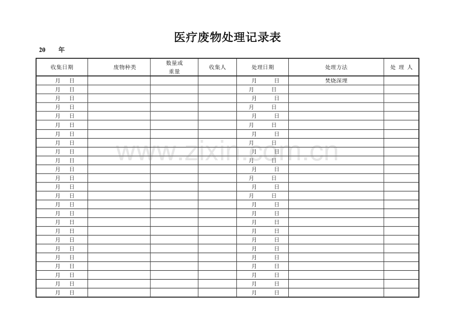 医疗废物处理记录表.doc_第1页