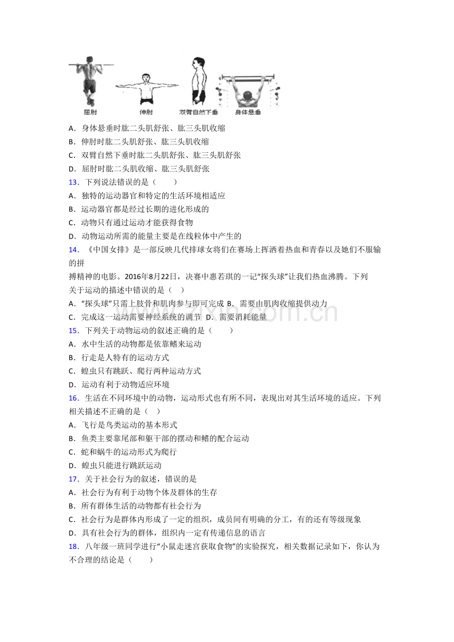 八年级生物上册期末模拟综合试卷解析(一)[001].doc_第3页