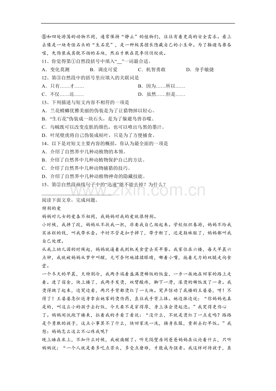 语文四年级上学期期中质量综合试题测试卷(含答案解析).doc_第3页