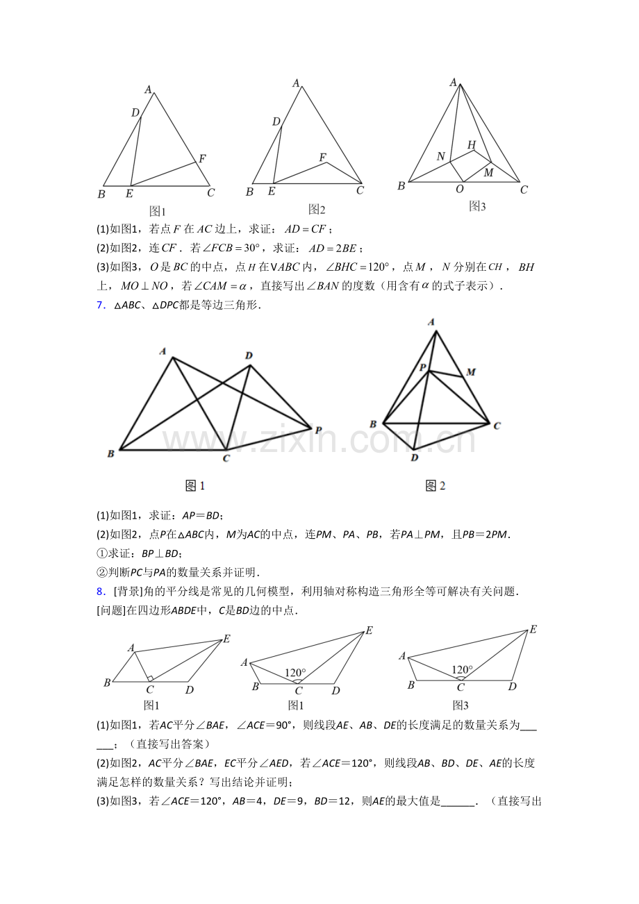 初二上学期压轴题强化数学试卷带解析(一)[002].doc_第3页