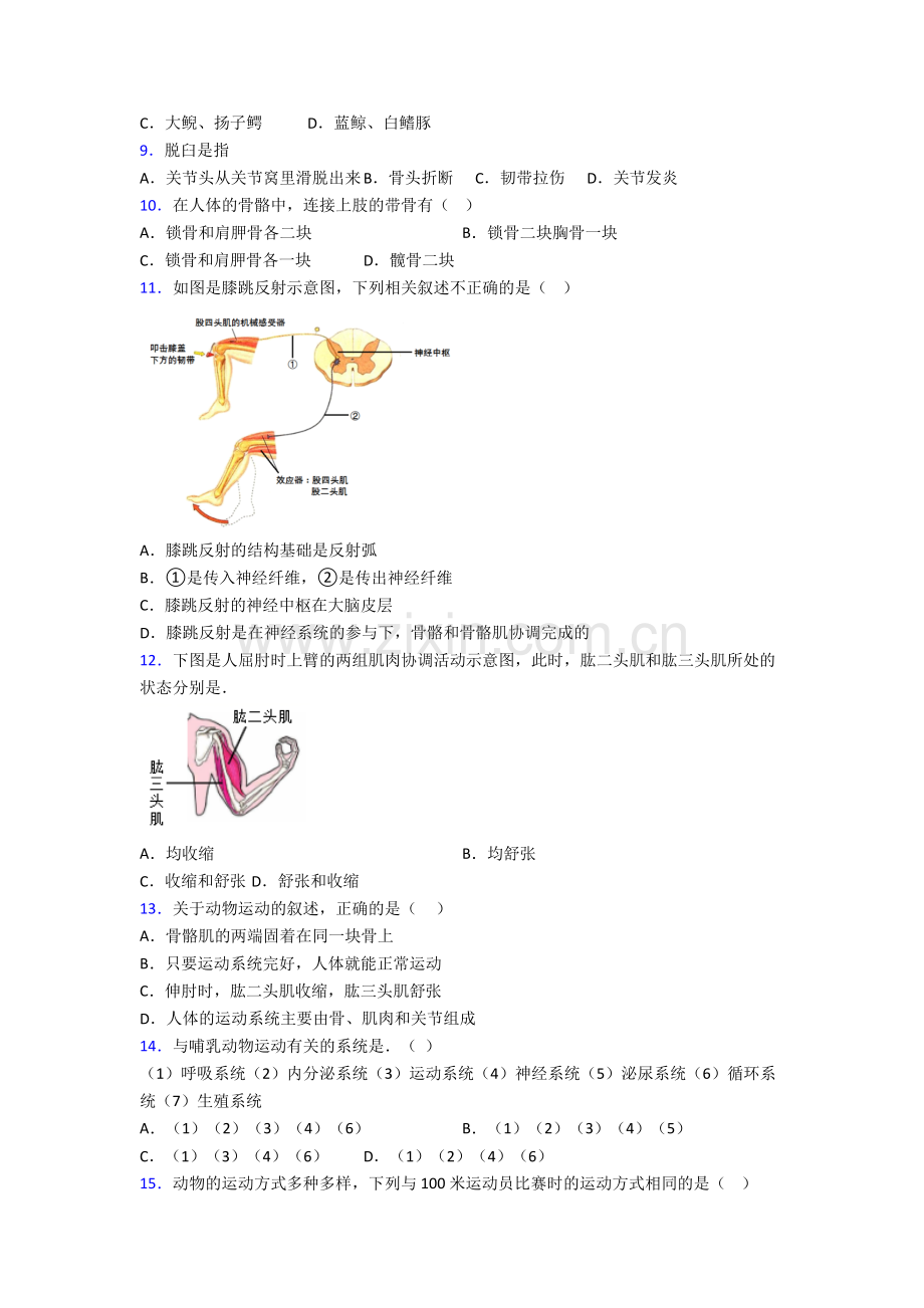 初二上学期期末强化生物试卷.doc_第2页