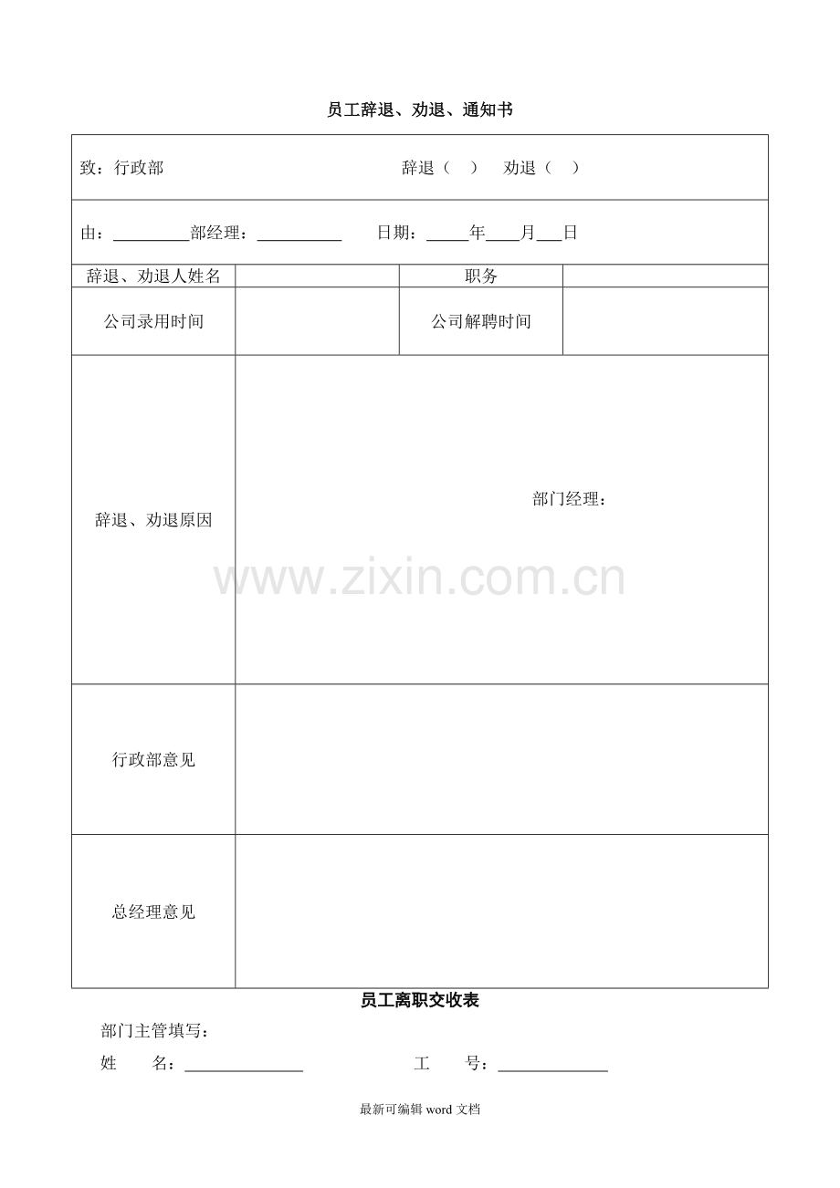 员工辞退通知书标准版.doc_第1页