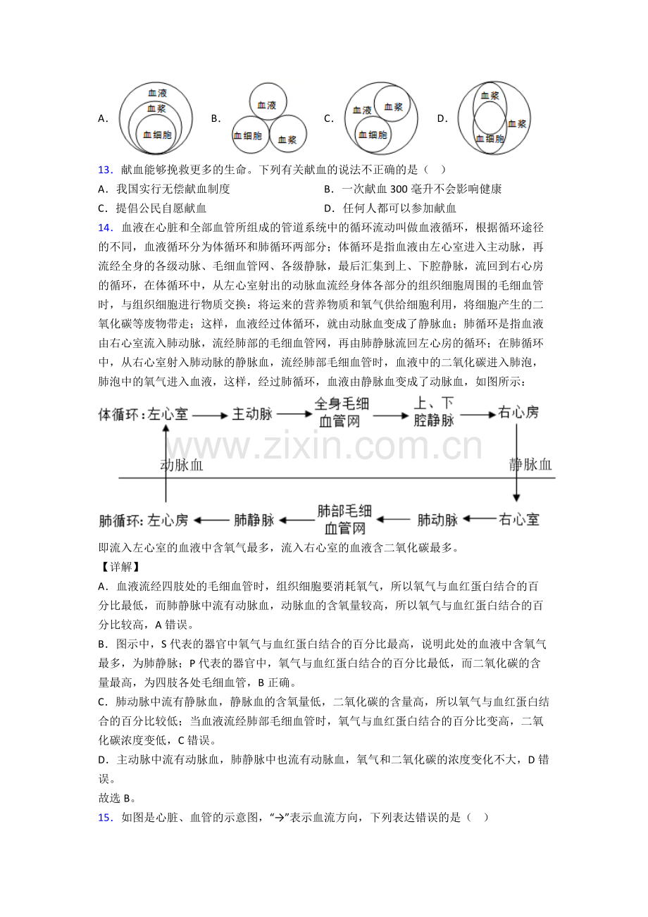 人教版七年级生物下册期中试题(附解析).doc_第3页