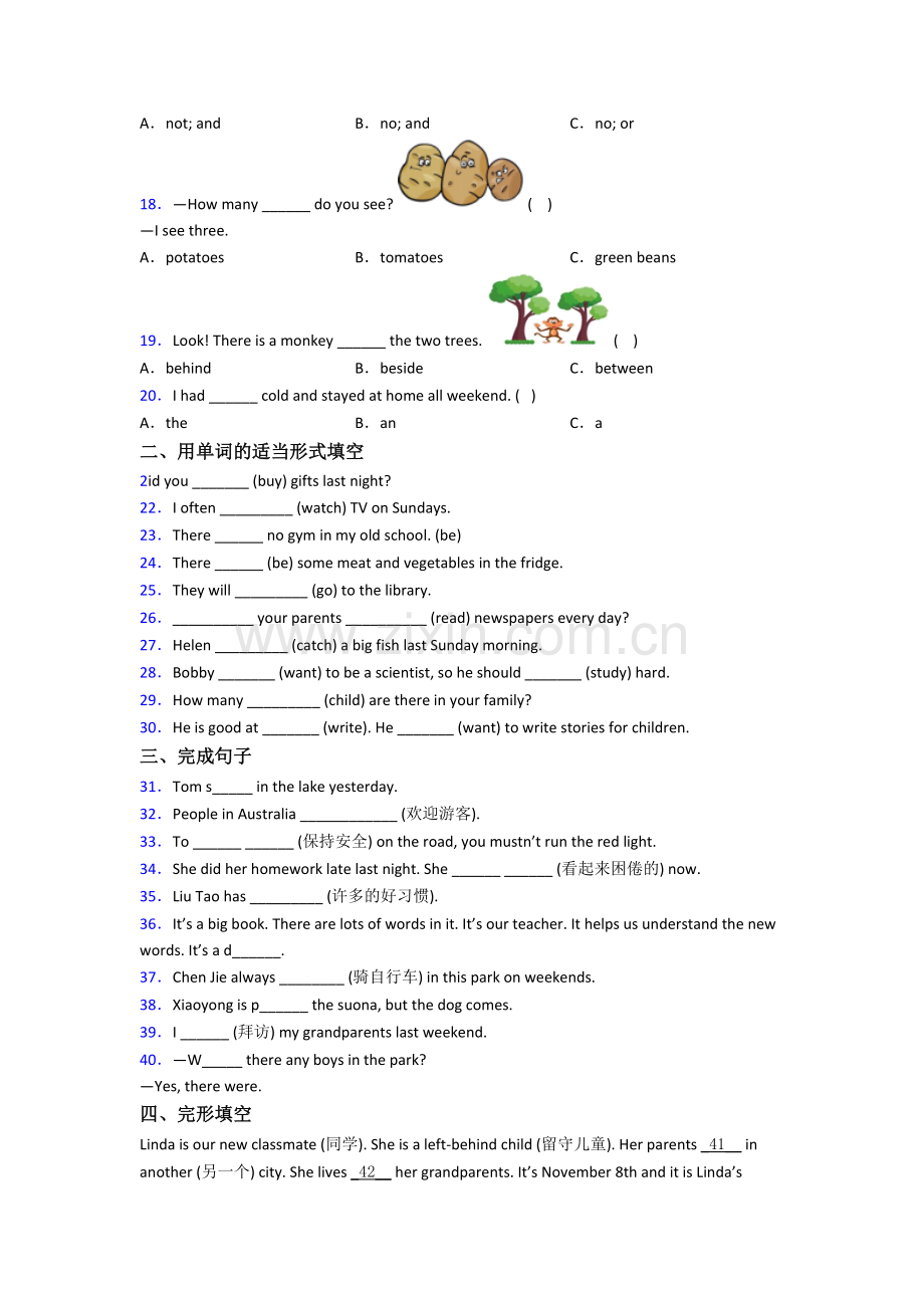 英语六年级小升初质量模拟试卷测试卷(及答案).doc_第2页