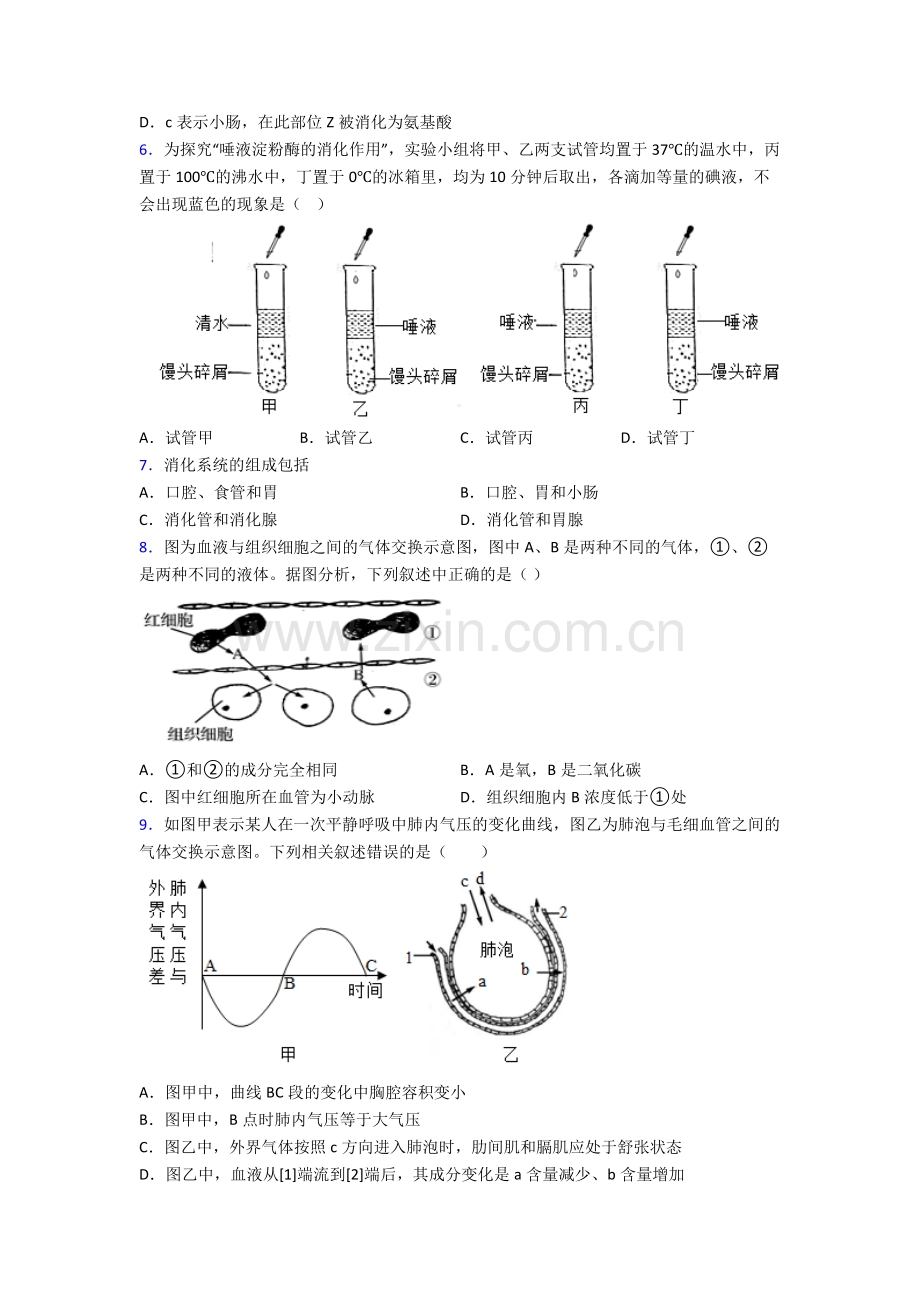 2022年人教版初一下册生物期末复习卷(及解析)优秀.doc_第2页