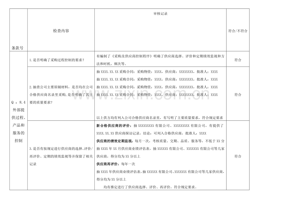 内部审核检查表-8.4.doc_第1页