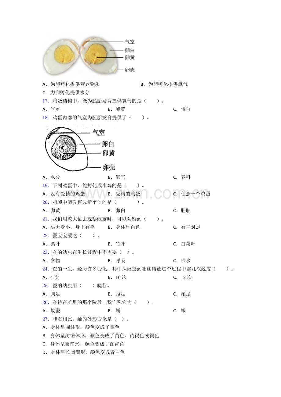 科学三年级下册期末试卷章末训练(Word版含解析).doc_第3页