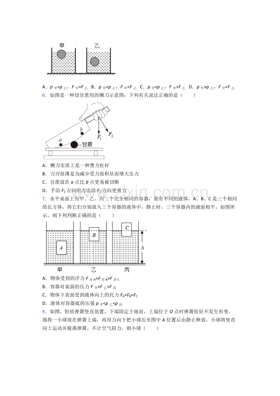 初中人教版八年级下册期末物理资料专题试卷解析.doc_第2页