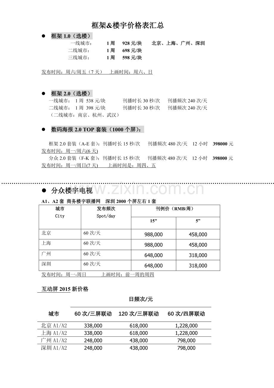 分众-框架2016年刊例价.doc_第1页