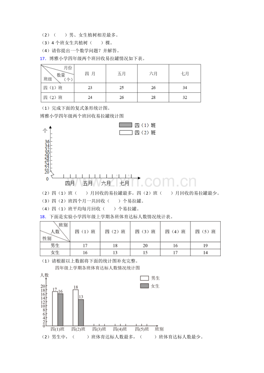 人教小学四年级下册数学期末解答学业水平试卷(及答案).doc_第3页