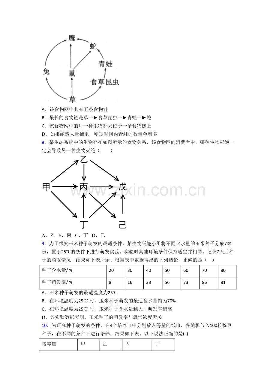 七年级上册期末模拟生物综合试卷解析(-)[001].doc_第2页