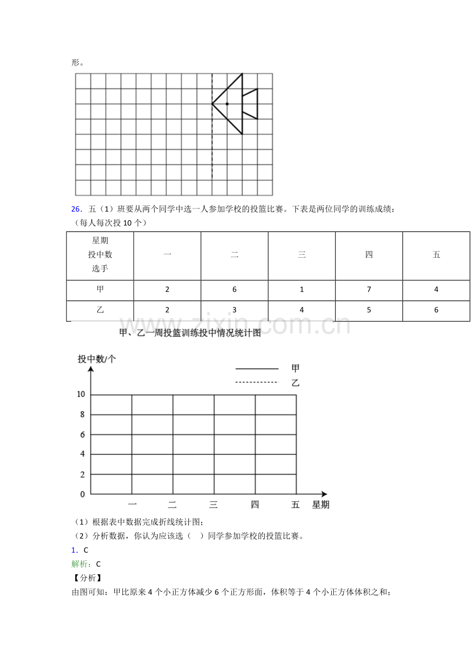 人教版四4年级下册数学期末学业水平题附解析图文.doc_第3页