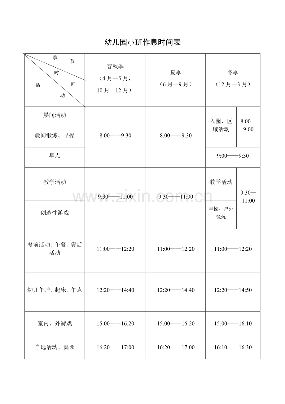 幼儿园作息时间表.docx_第1页