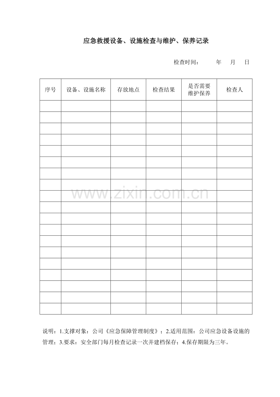 应急救援设备检查与维护保养记录.doc_第2页