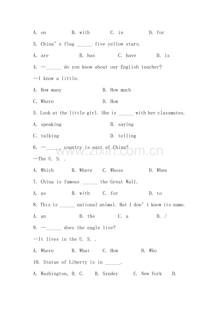 七年级英语上册课时知能提升练习题37.doc_第2页