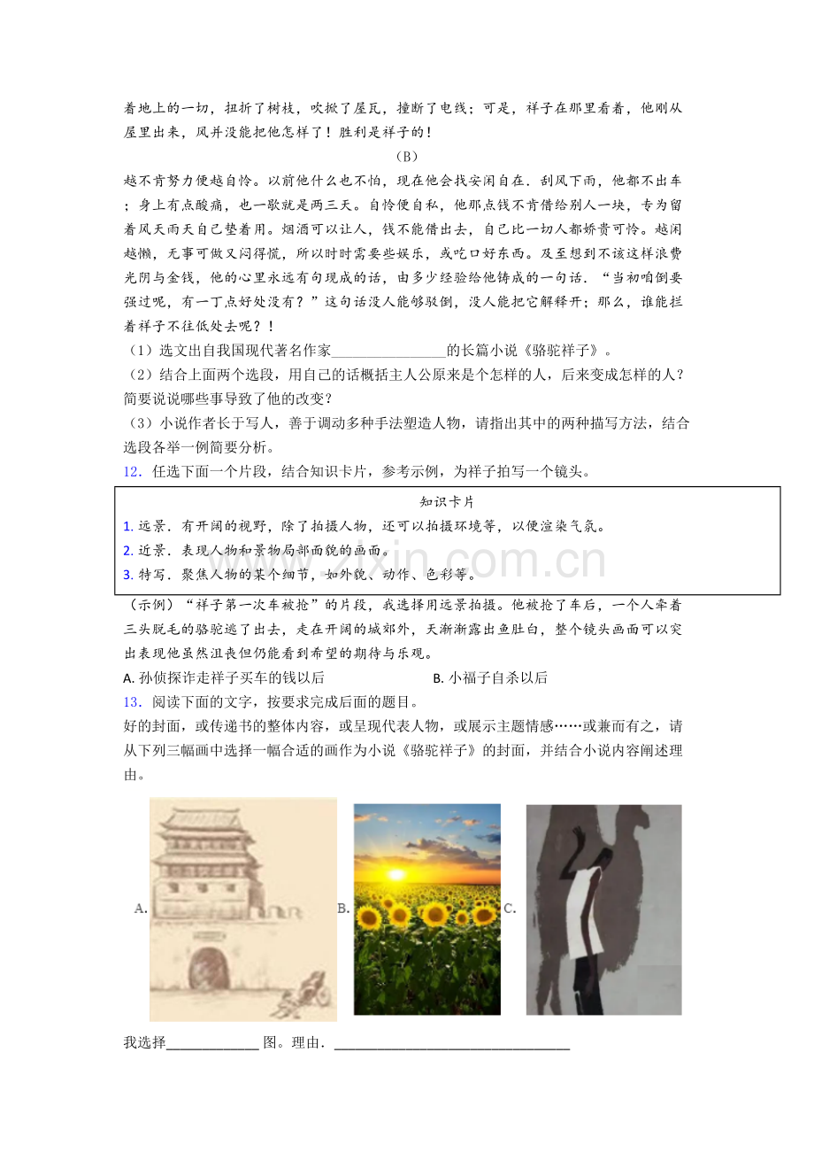 骆驼祥子名著阅读题测试及答案解析.doc_第3页