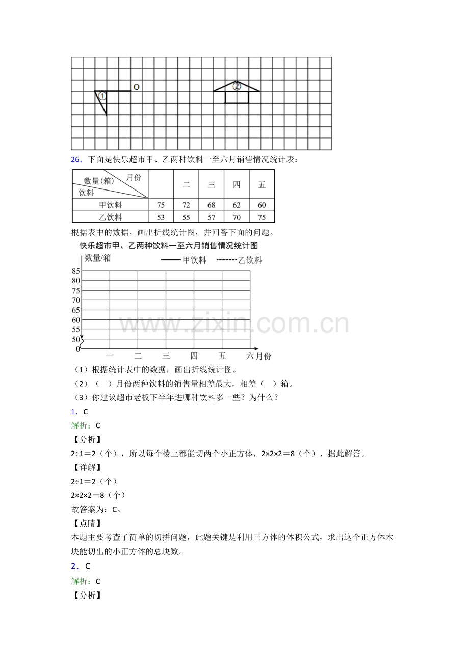 人教版五年级数学下册期末综合复习卷(含解析).doc_第3页