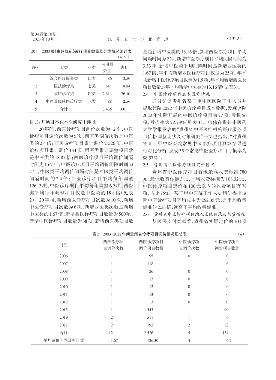 贵州省中医诊疗项目调价机制及医保支付方式对中医医疗机构的影响.pdf_第2页