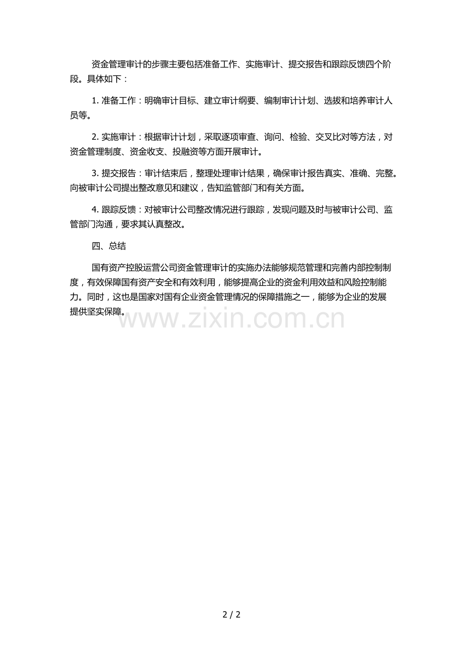 国有资产控股运营公司资金管理审计实施办法.docx_第2页