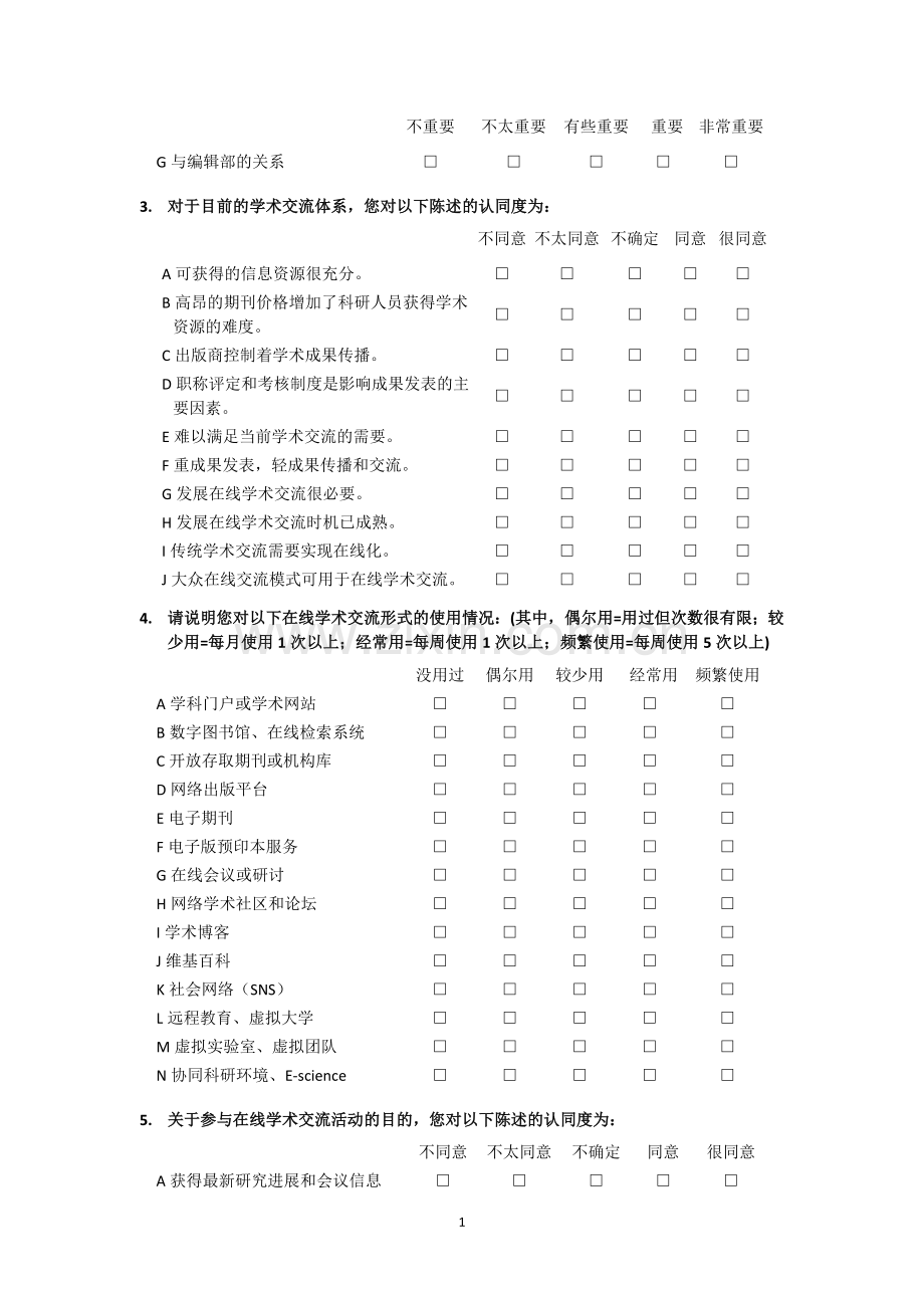 在线学术交流调查问卷模版模版.doc_第2页