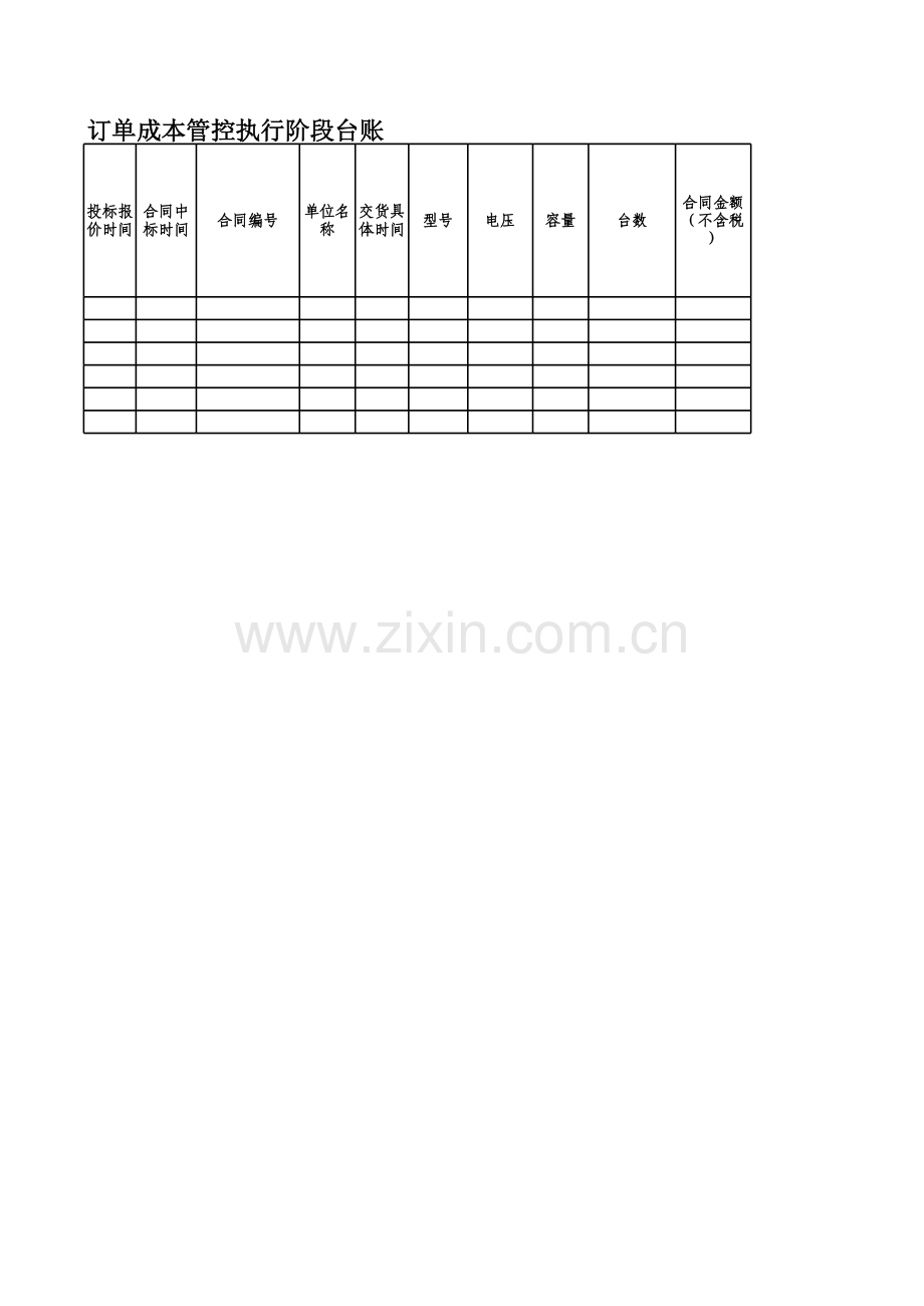 订单成本管控---执行阶段台账及分析表.xls_第1页