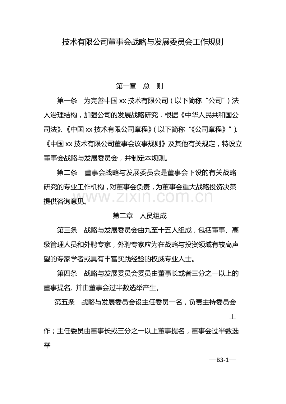 国有企业董事会战略与发展委员会工作规则-模版.docx_第1页