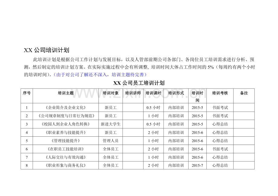 企业培训方案简洁版.doc_第1页