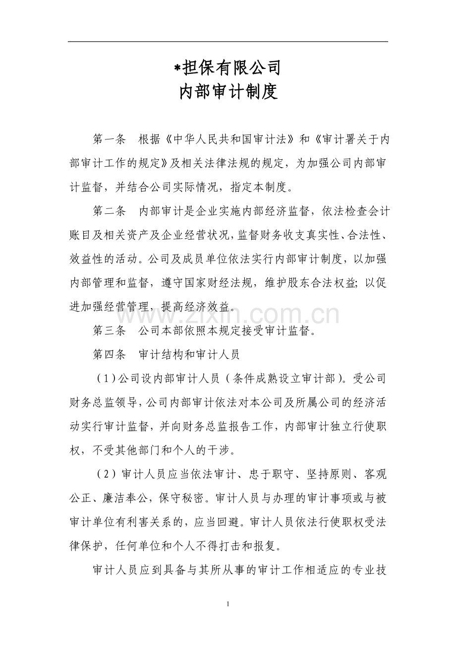 担保公司内部审计制度.doc_第1页