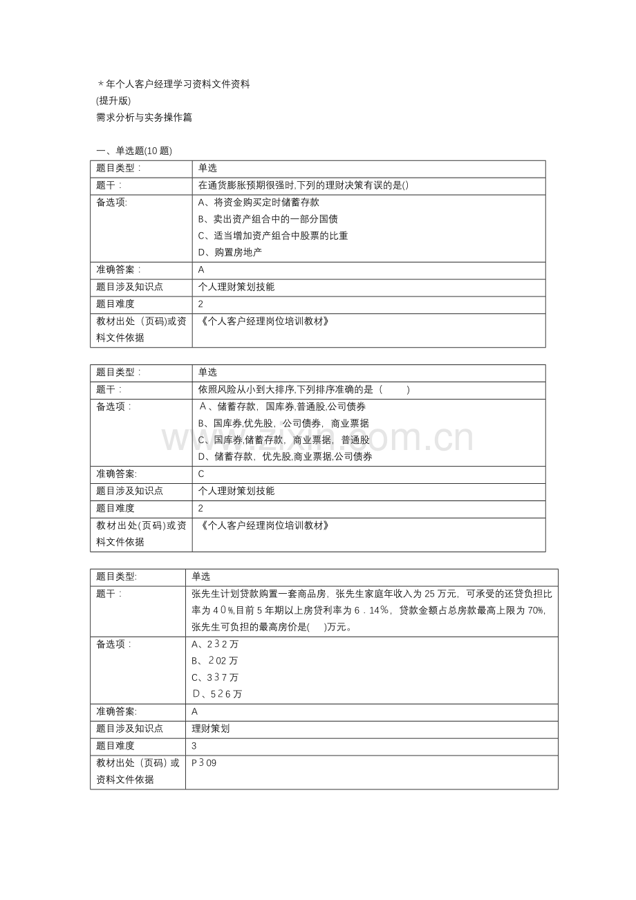 银行个人客户经理学习资料(提高版)需求分析与实务操作篇模版.doc_第1页