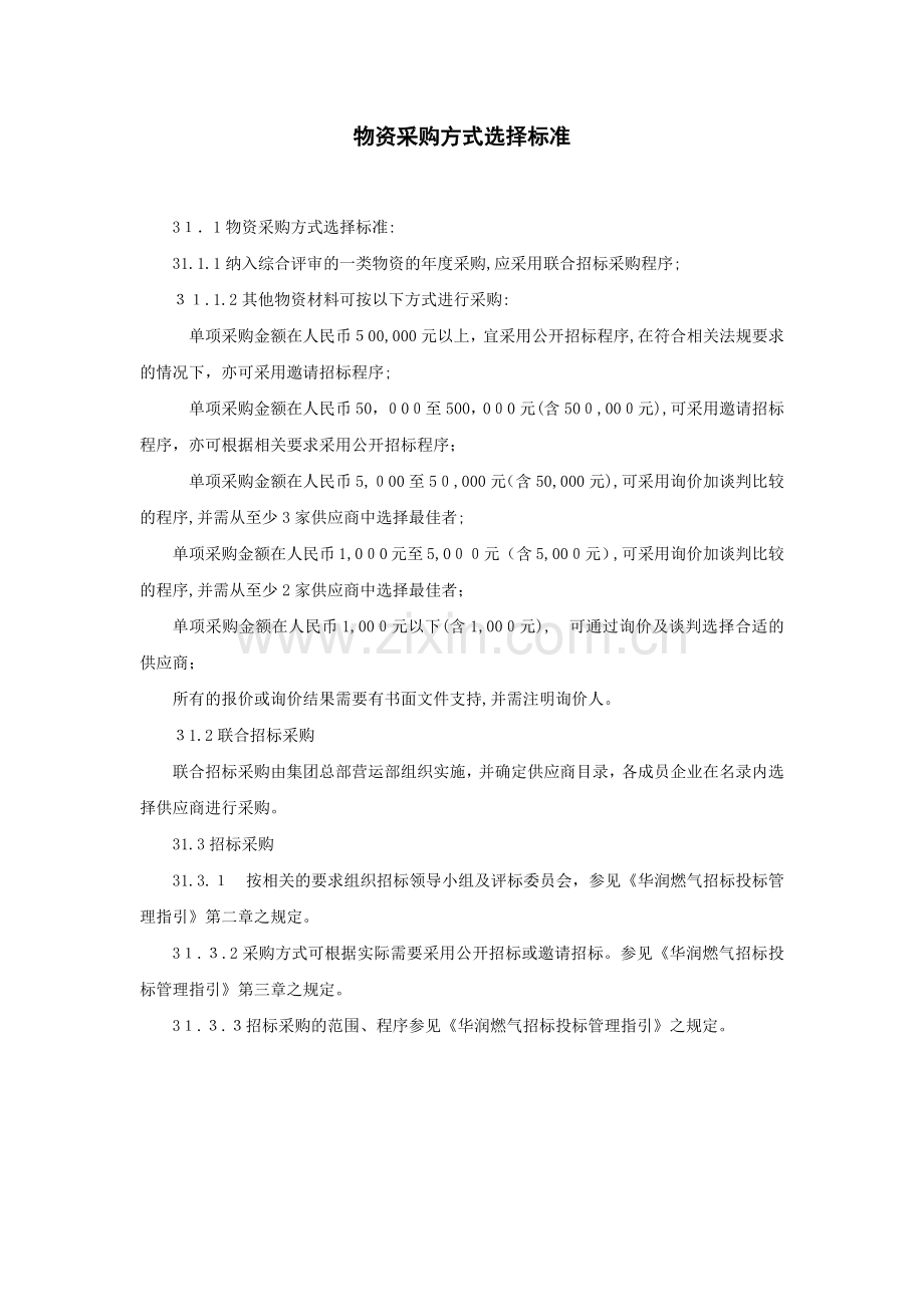 房地产公司物资采购方式选择标准模版.docx_第1页