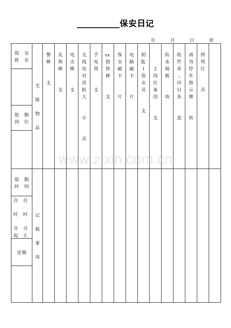 物业公司保安日记.doc_第1页