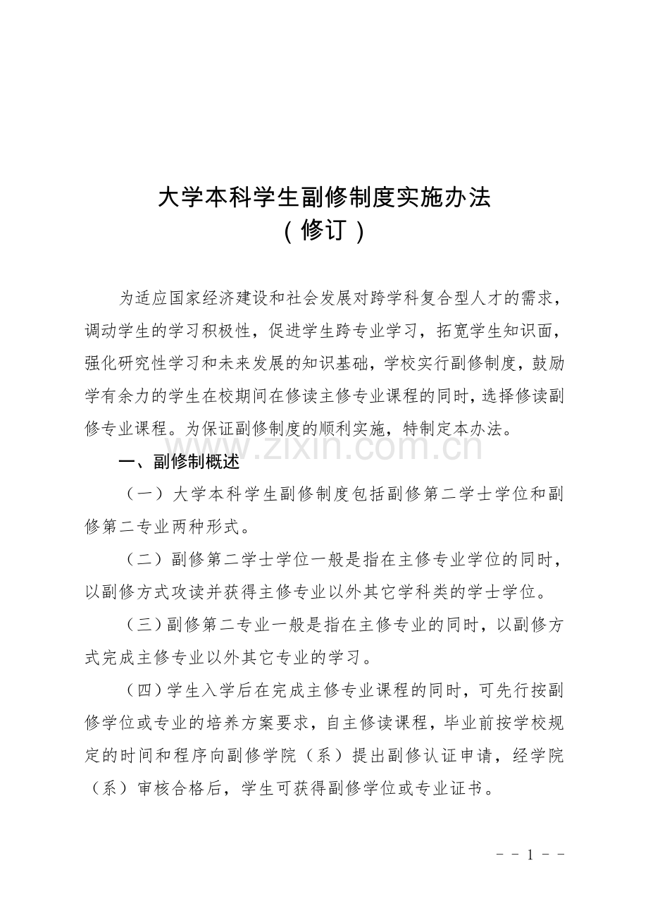 大学本科学生副修制度实施办法模版.doc_第1页