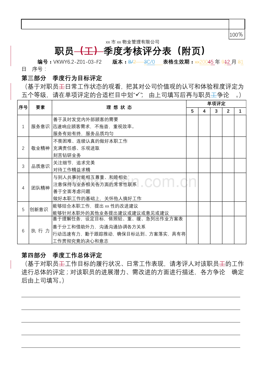 物业公司-职员季度考核评分表.doc_第2页