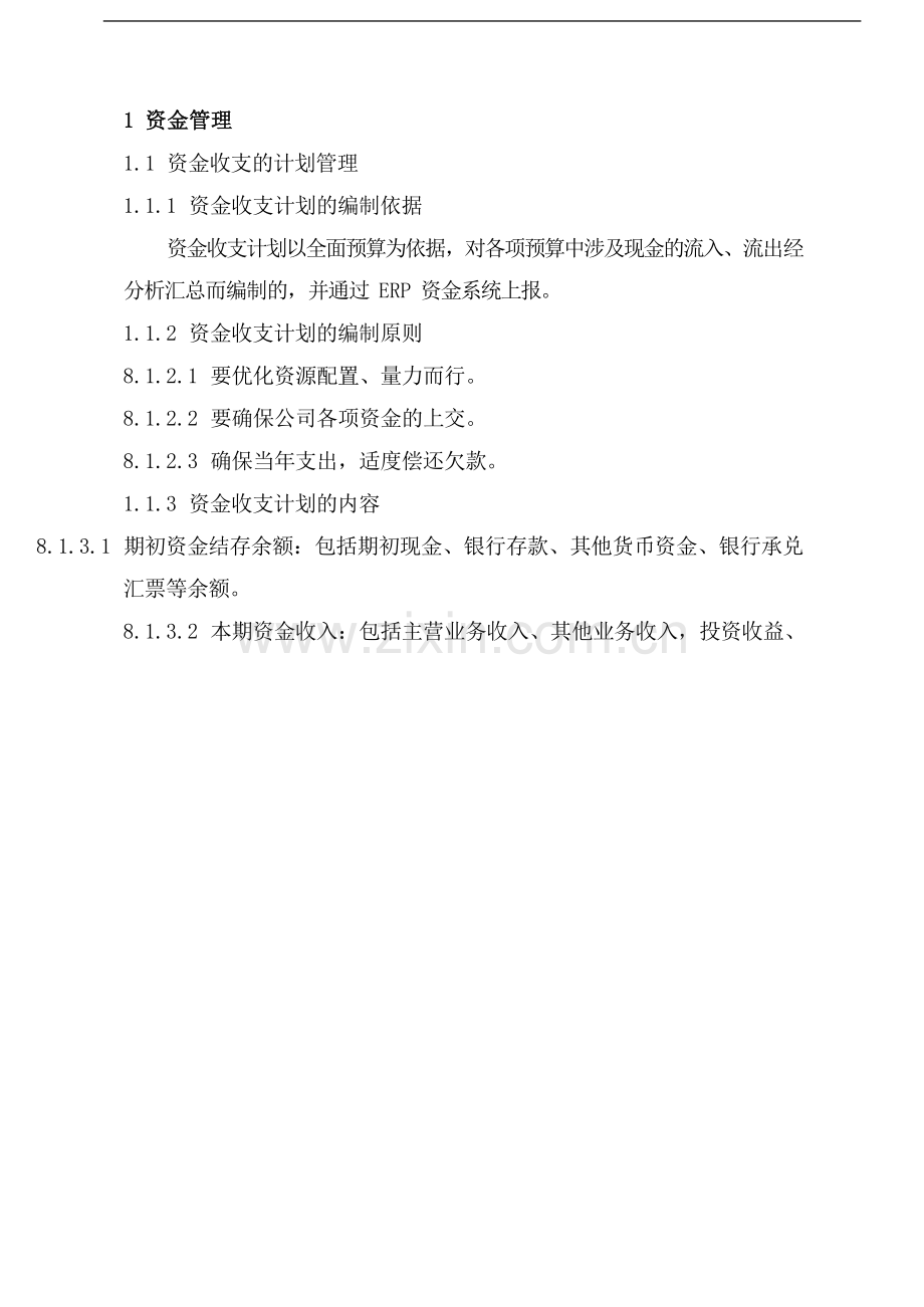 国有企业资金管理制度模版模版.docx_第1页